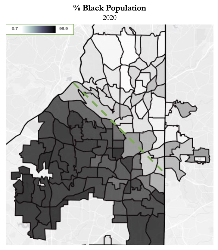 Percentage Black population in 2020 in Atlanta